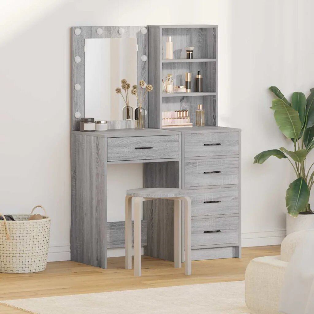 vidaXL Тоалетка 2 бр. Сив 50 x 41 x 135 см Инженерна дървесина