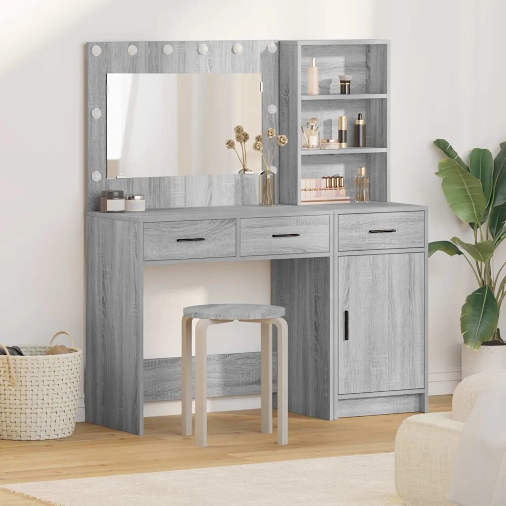 vidaXL Тоалетка 2 бр. Сив 785 x 41 x 135 см Инженерна дървесина