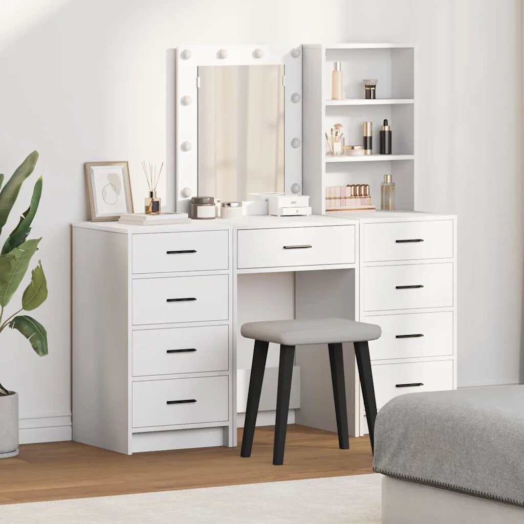 vidaXL Тоалетка 3 бр. Бяло 40 x 41 x 135 см Инженерна дървесина