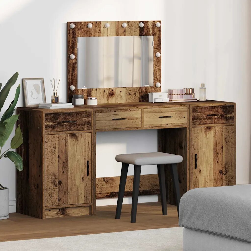 vidaXL Тоалетка 3 бр. Кафяво 785 x 41 x 135 см Инженерна дървесина