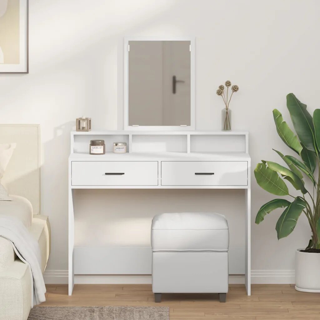 vidaXL Тоалетка Бяло 100 x 41 x 140 см Инженерна дървесина