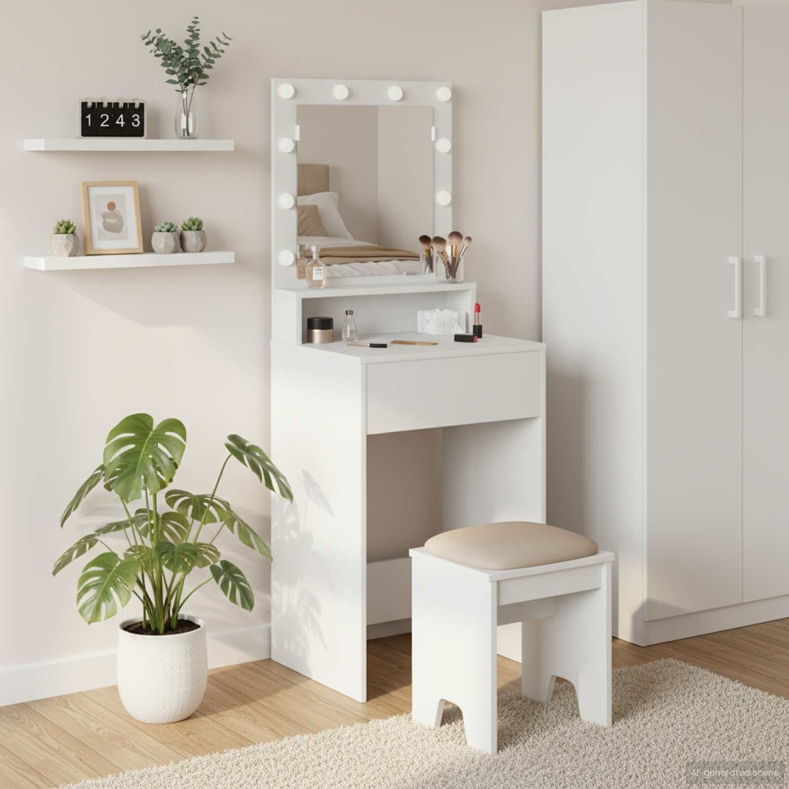 vidaXL Тоалетка Бяло 50 x 41 x 135 см Инженерна дървесина