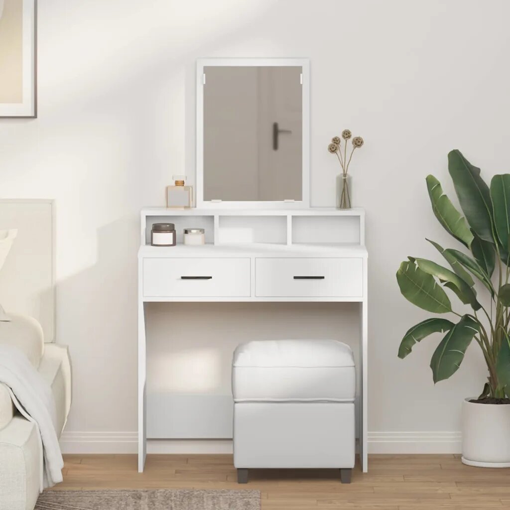 vidaXL Тоалетка Бяло 79 x 41 x 140 см Инженерна дървесина
