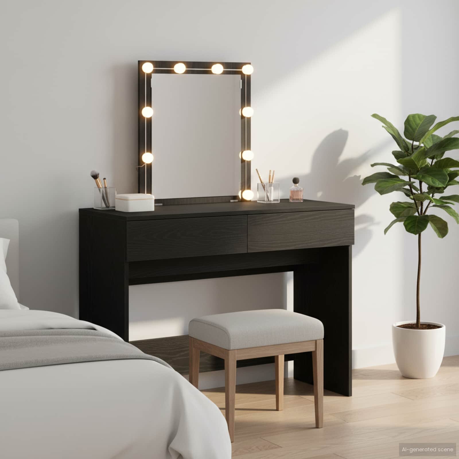 vidaXL Тоалетка Черния дъб 100 x 40 x 130 см Инженерна дървесина