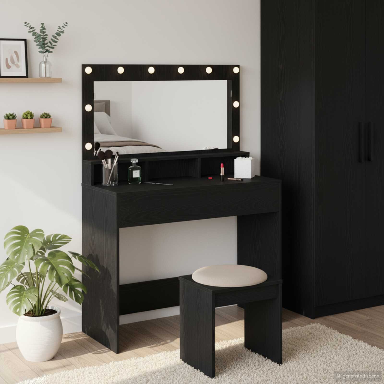 vidaXL Тоалетка Черния дъб 100 x 41 x 135 см Инженерна дървесина