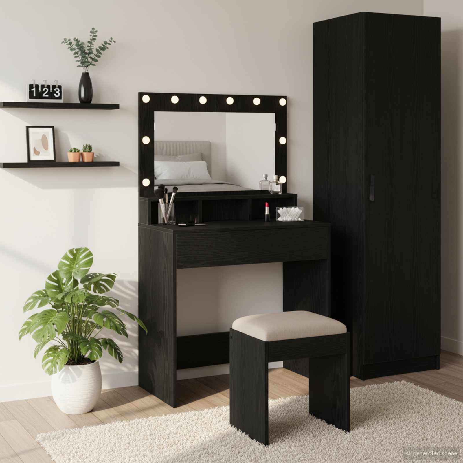 vidaXL Тоалетка Черния дъб 755 x 41 x 135 см Инженерна дървесина