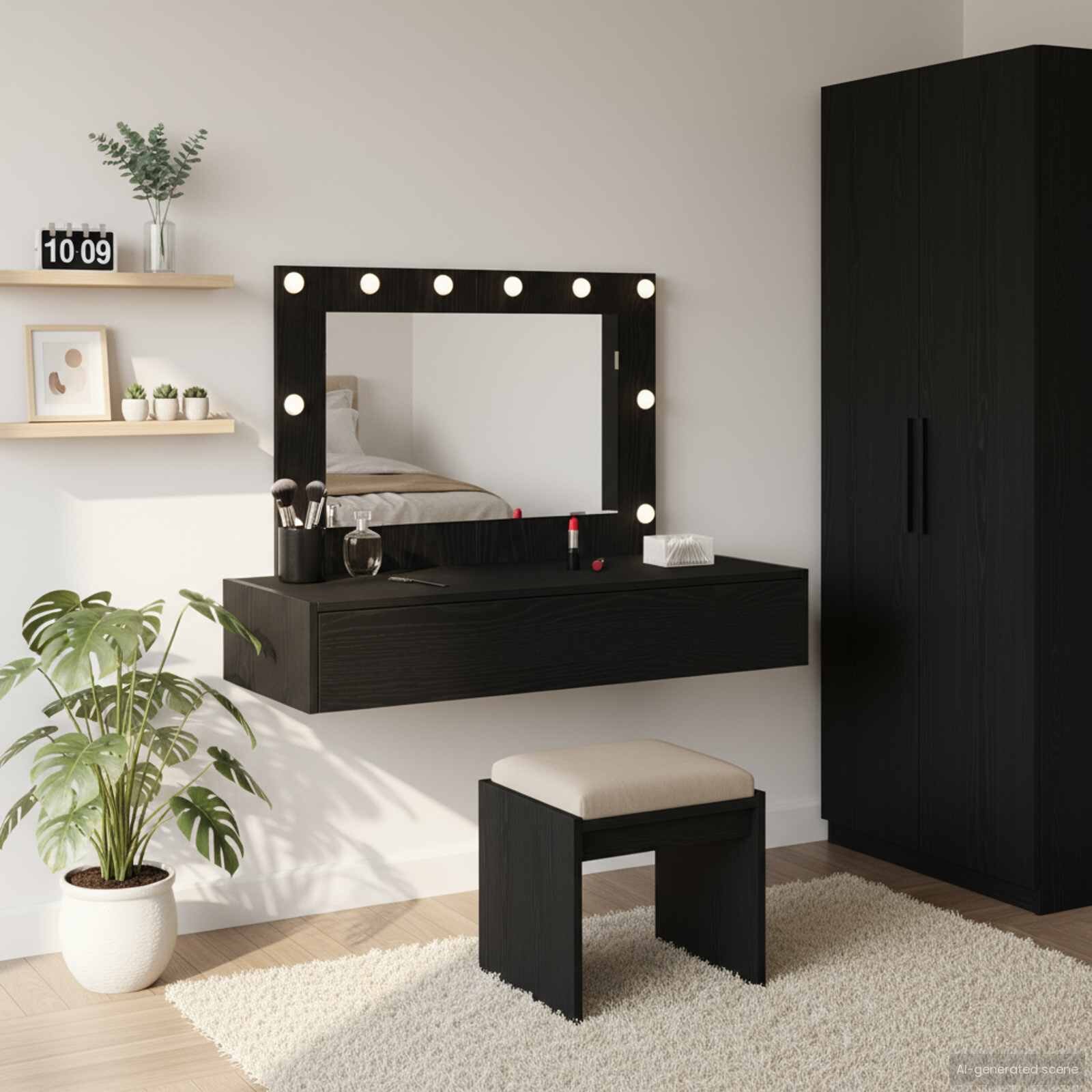 vidaXL Тоалетка Черно 100 x 40 x 70 см Инженерна дървесина