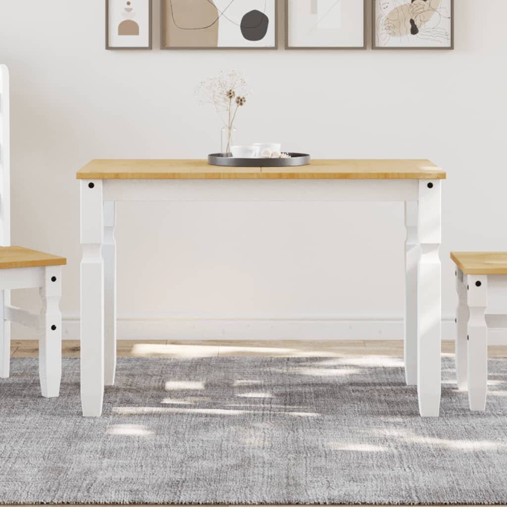 vidaXL Тоалетка Corona бяла 112x60x75 см бор масив
