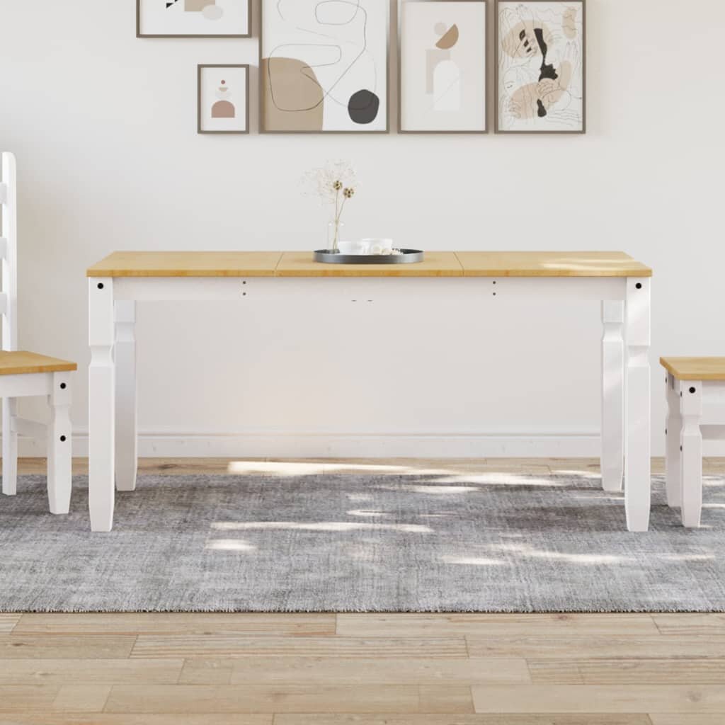 vidaXL Тоалетка Corona бяла 160x80x75 см бор масив