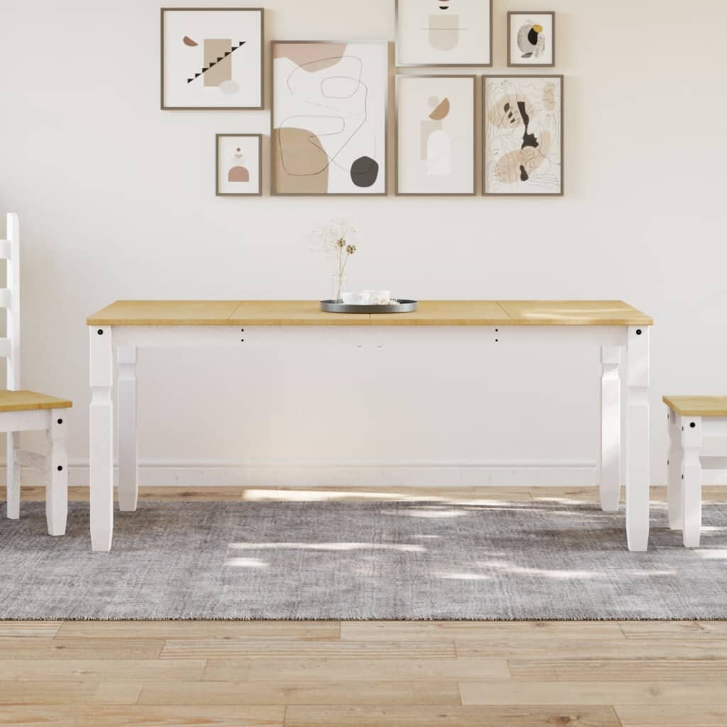 vidaXL Тоалетка Corona бяла 180x90x75 см бор масив