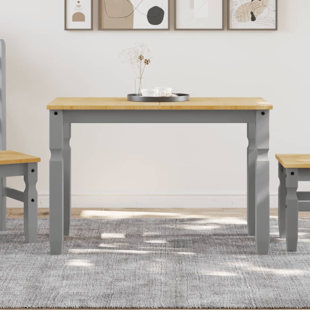 vidaXL Тоалетка Corona сива 112x60x75 см бор масив