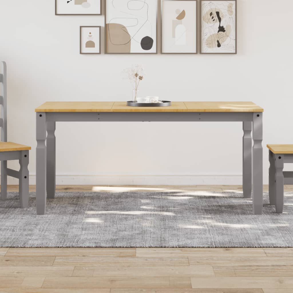vidaXL Тоалетка Corona сива 160x80x75 см бор масив