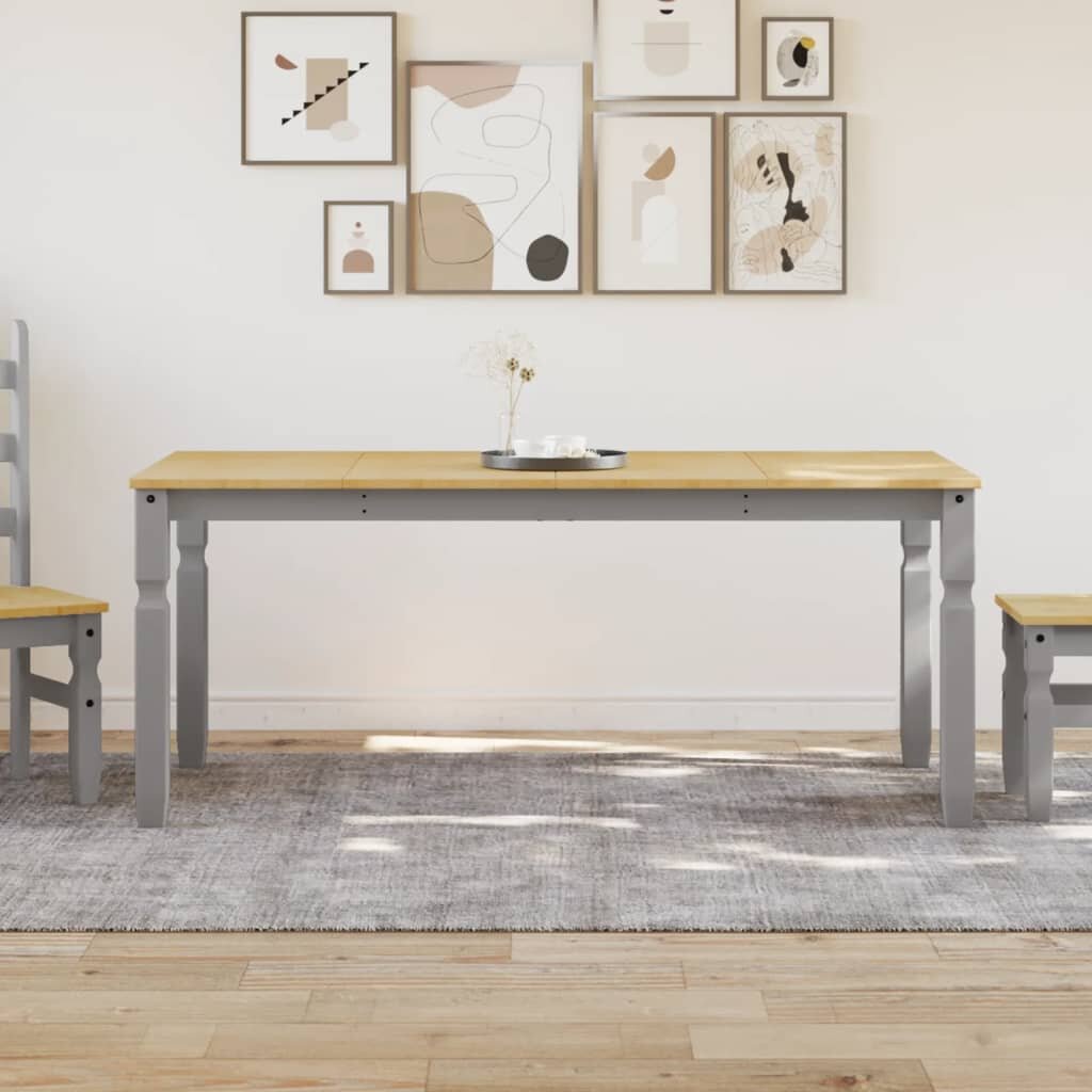 vidaXL Тоалетка Corona сива 180x90x75 см бор масив