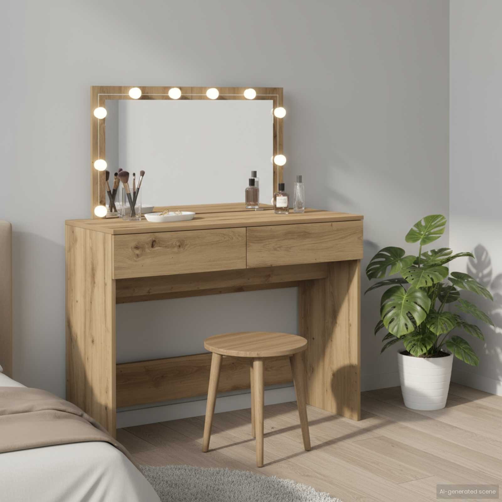 vidaXL Тоалетка Дъб 100 x 40 x 120 см Инженерна дървесина