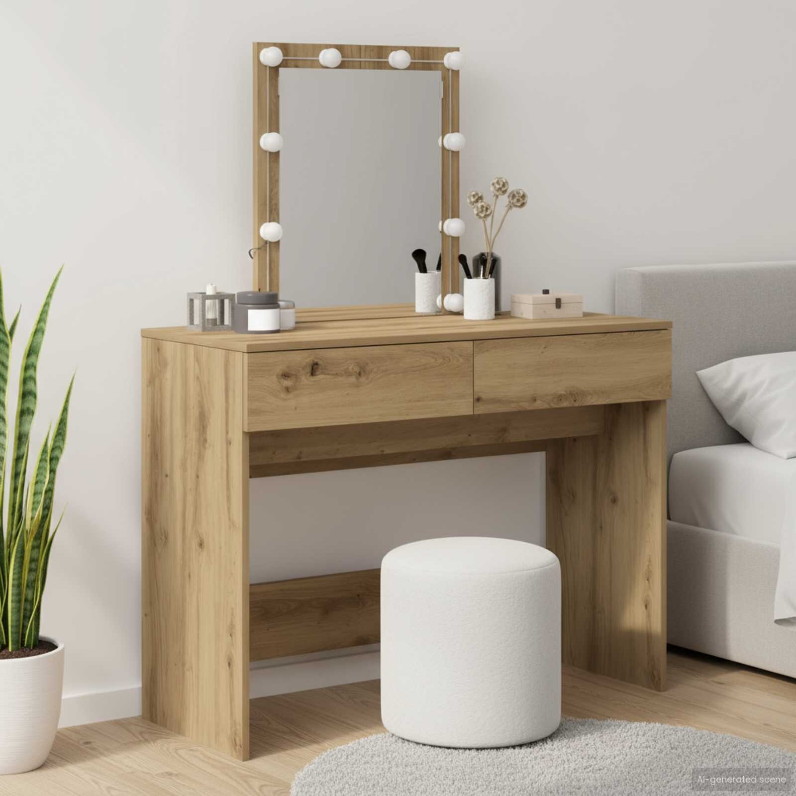 vidaXL Тоалетка Дъб 100 x 40 x 130 см Инженерна дървесина
