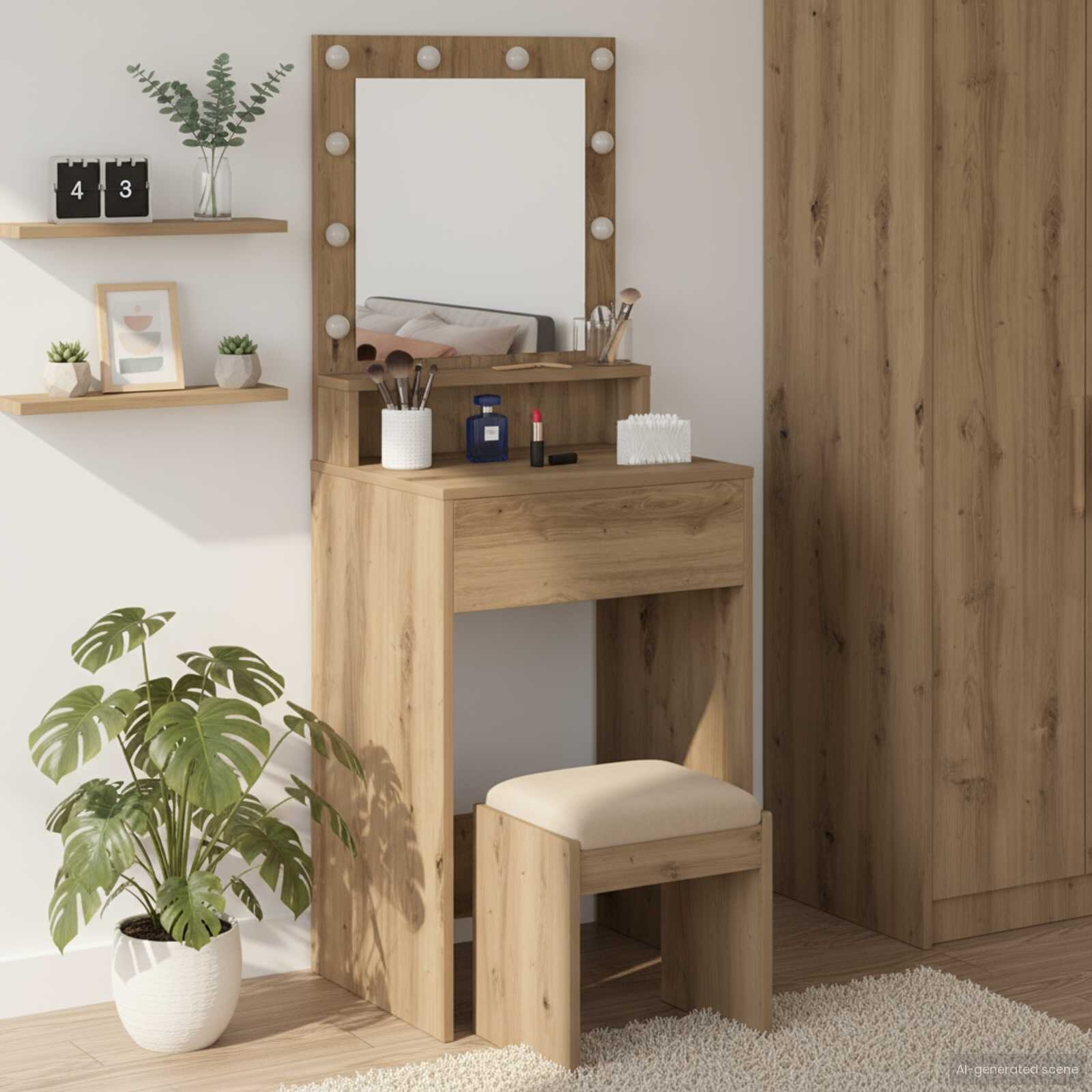 vidaXL Тоалетка Дъб 50 x 41 x 135 см Инженерна дървесина
