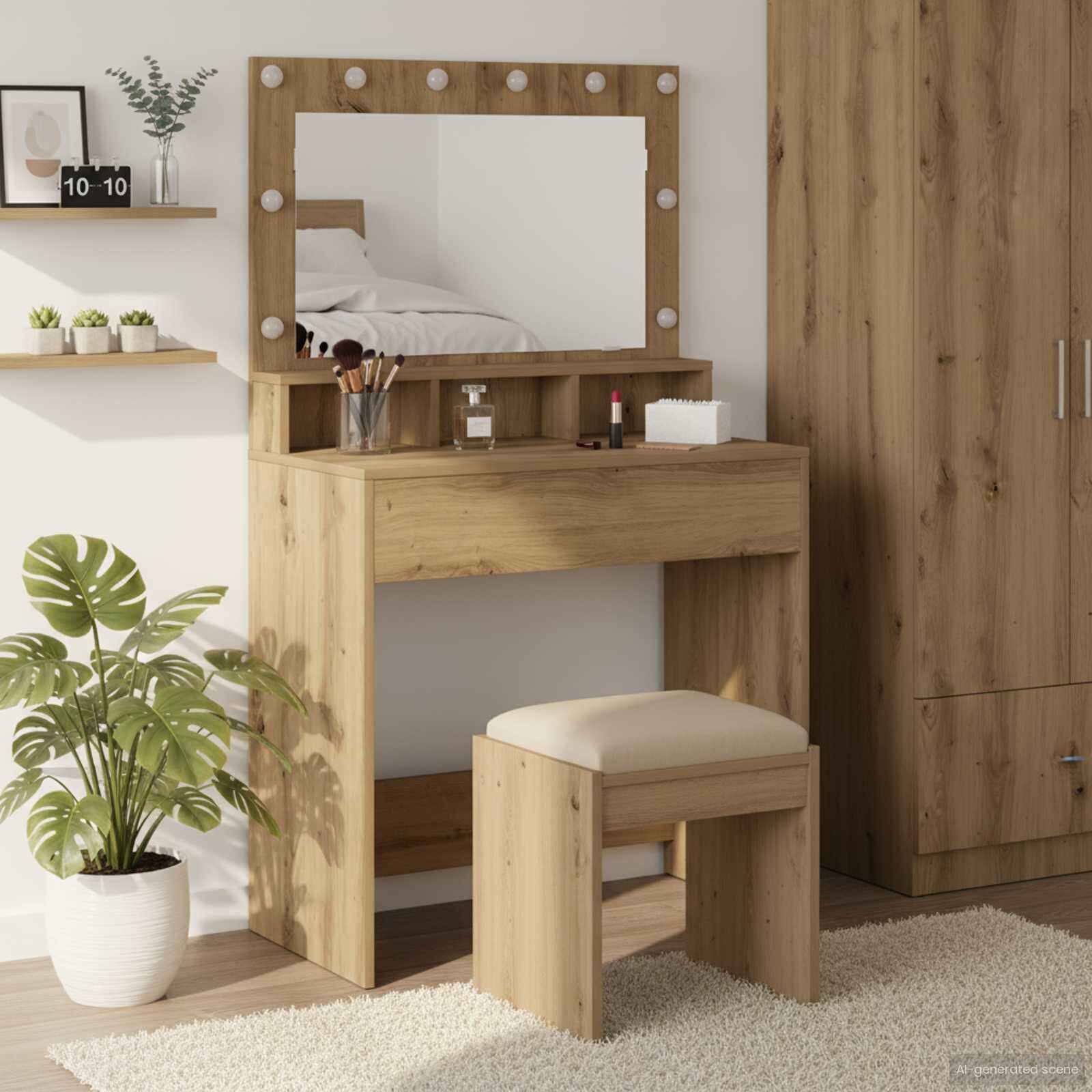 vidaXL Тоалетка Дъб 755 x 41 x 135 см Инженерна дървесина