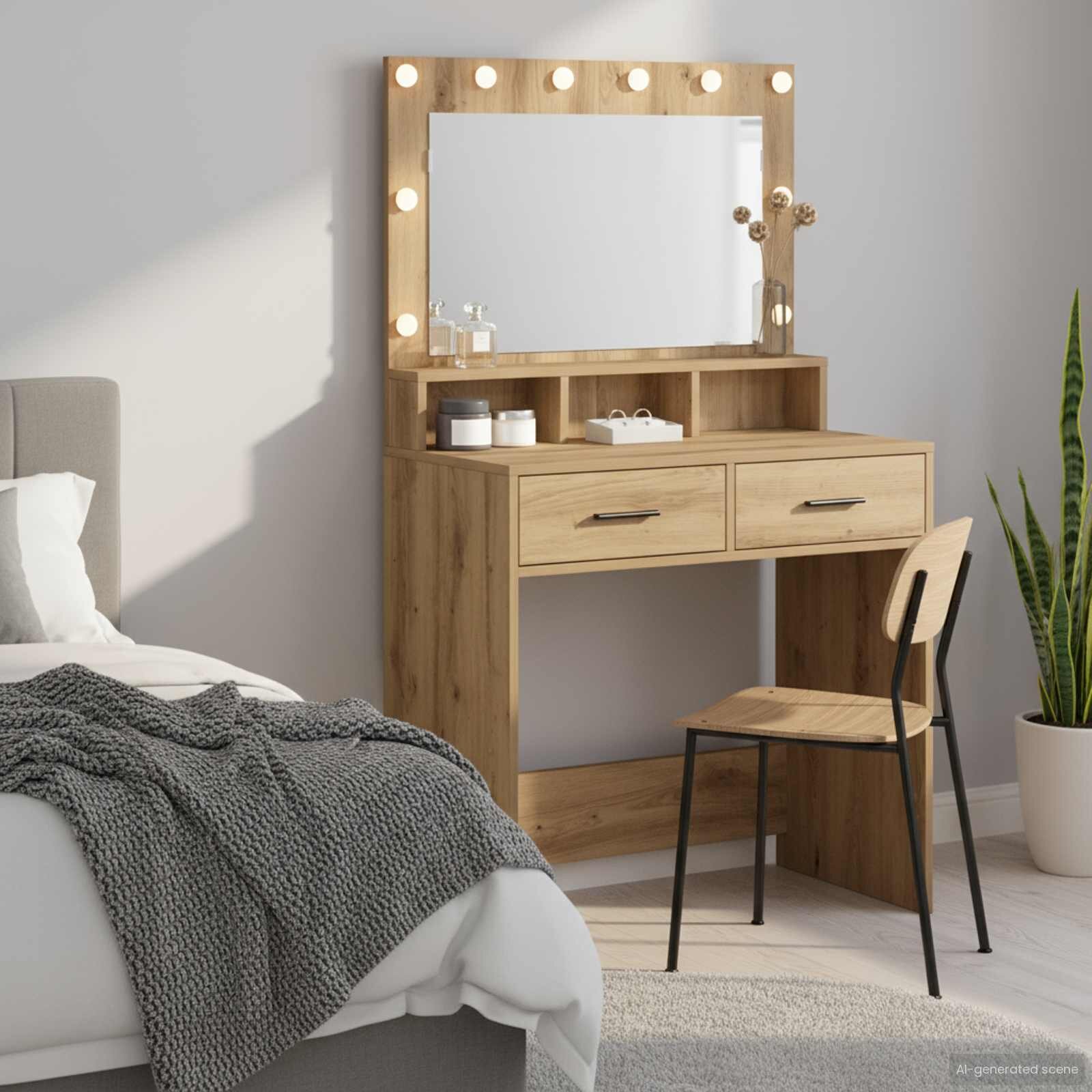 vidaXL Тоалетка Дъб 79 x 41 x 135 см Инженерна дървесина