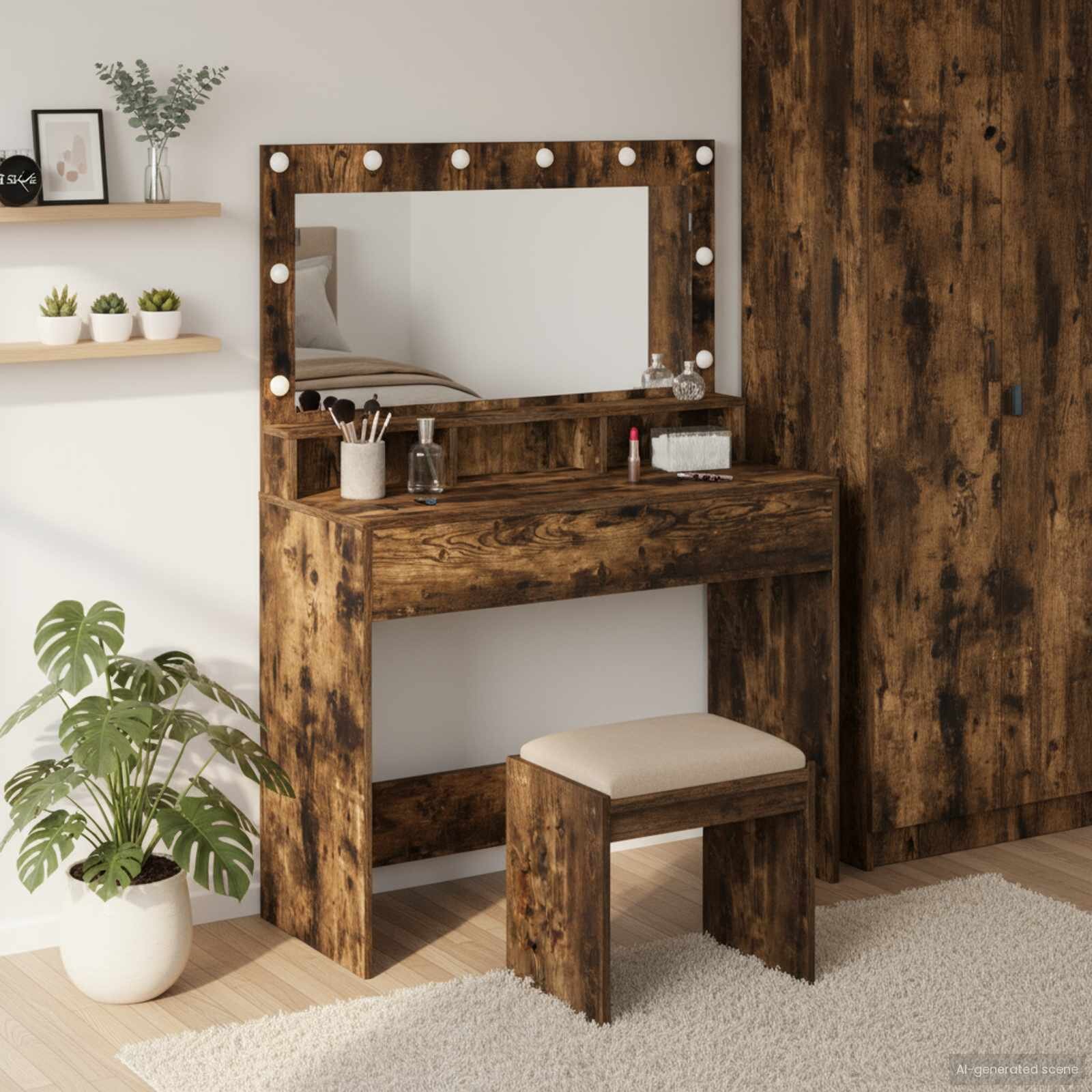 vidaXL Тоалетка Димян дъб 100 x 41 x 135 см Инженерна дървесина