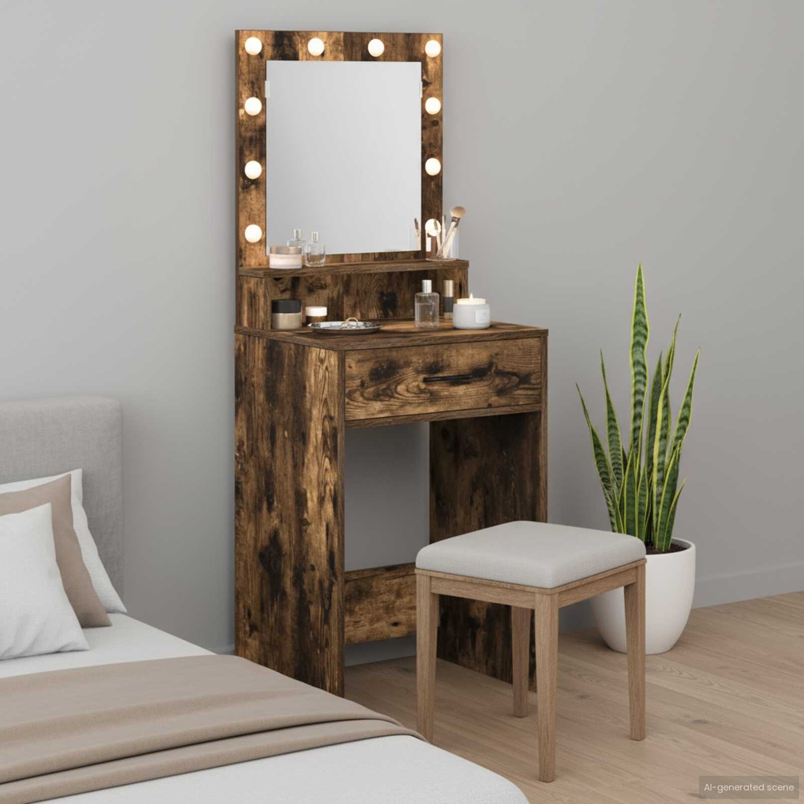 vidaXL Тоалетка Димян дъб 50 x 41 x 135 см Инженерна дървесина