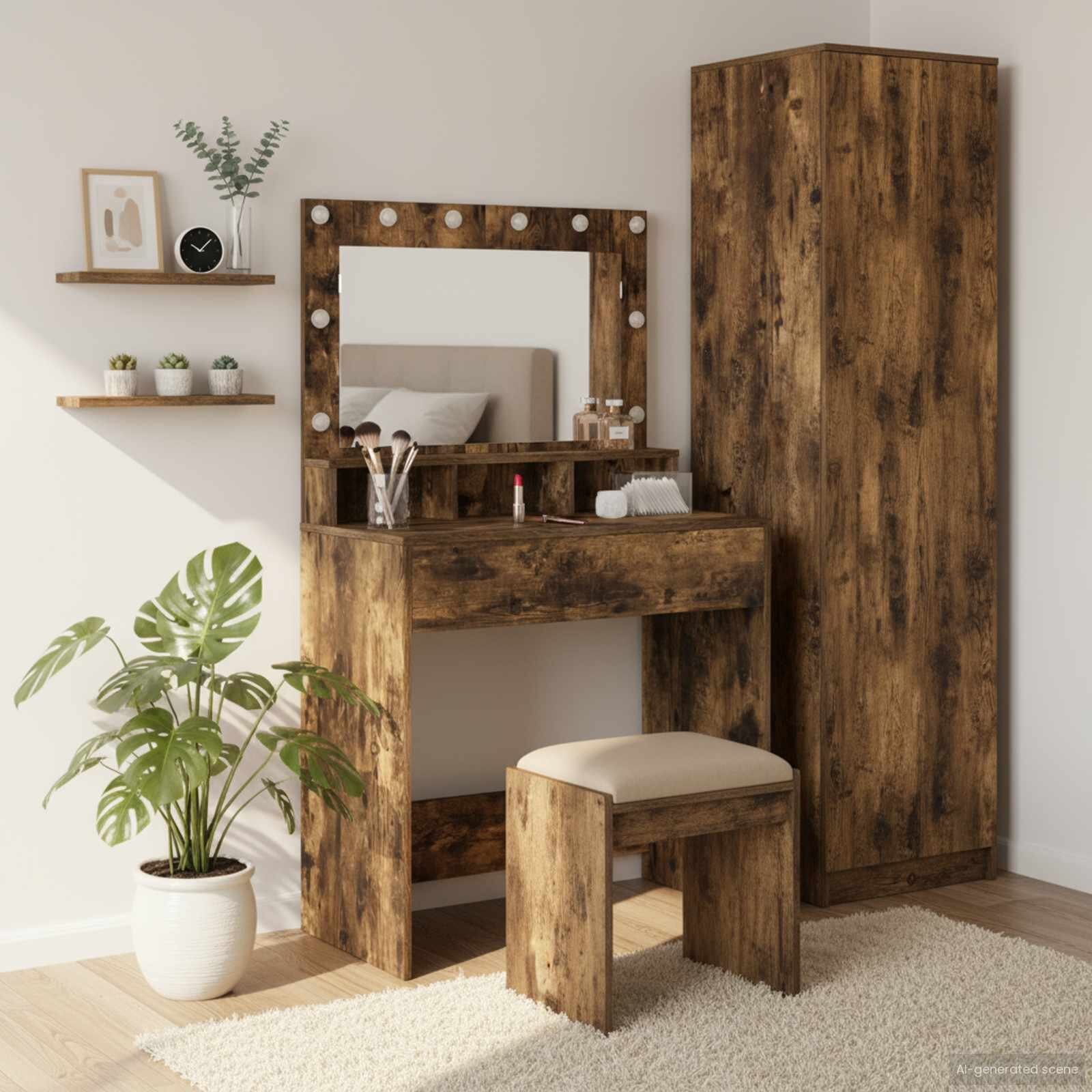 vidaXL Тоалетка Димян дъб 755 x 41 x 135 см Инженерна дървесина
