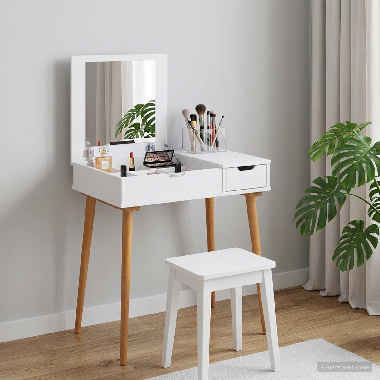 vidaXL Тоалетка FAUSKE Бяло 76 x 50 x 78 см