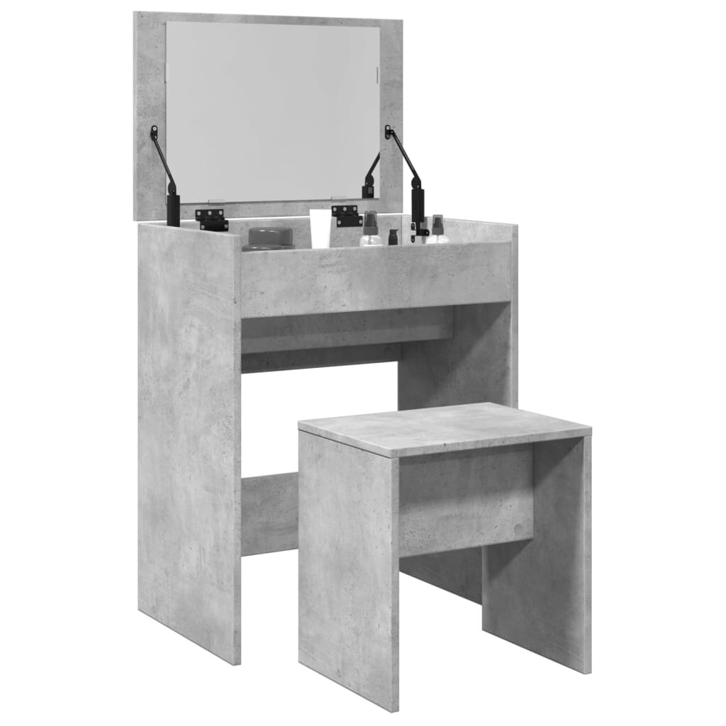 vidaXL Тоалетка и табуретка бетонно сив 60x40x1135 см