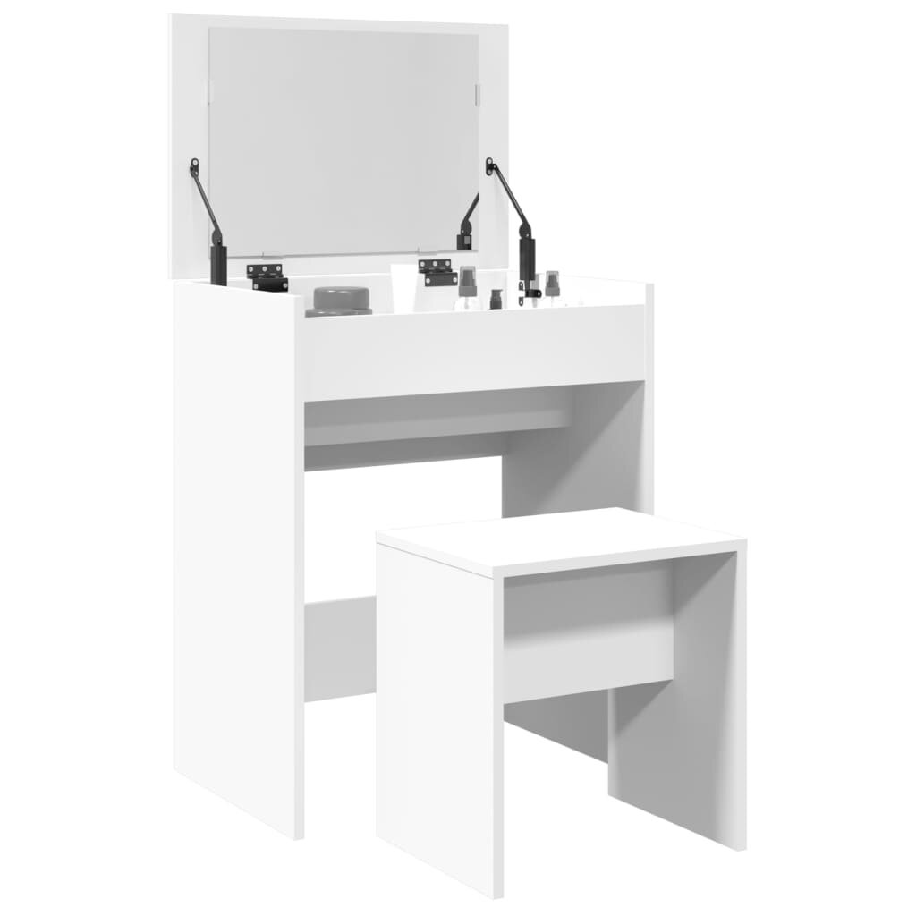 vidaXL Тоалетка и табуретка бял 60x40x1135 см
