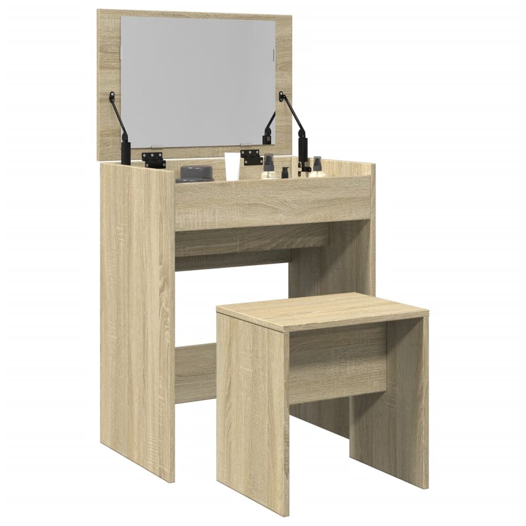 vidaXL Тоалетка и табуретка сонома дъб 60x40x1135 см