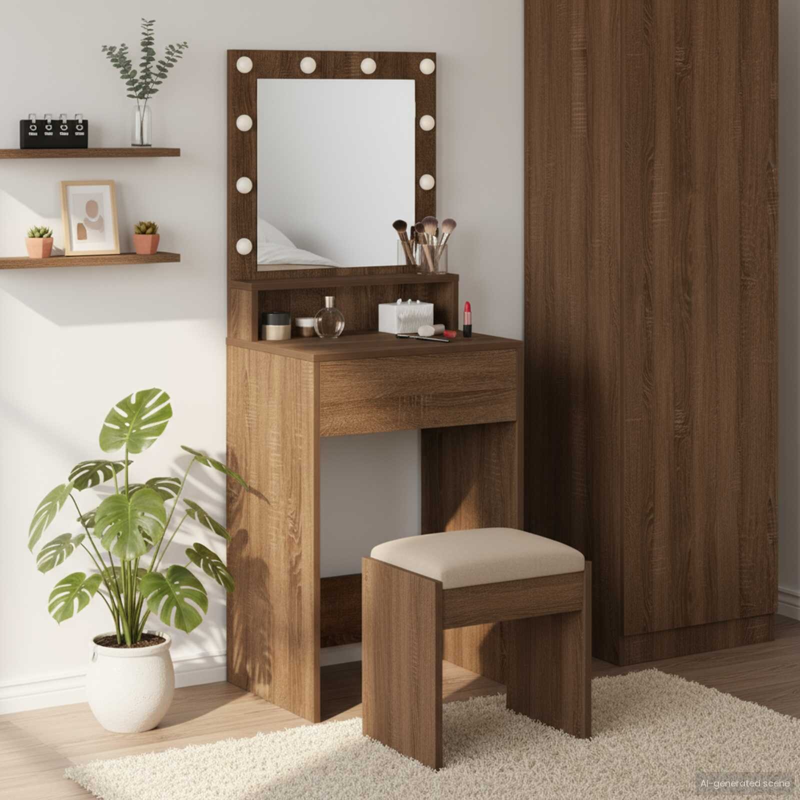 vidaXL Тоалетка Кафяв дъб 50 x 41 x 135 см Инженерна дървесина