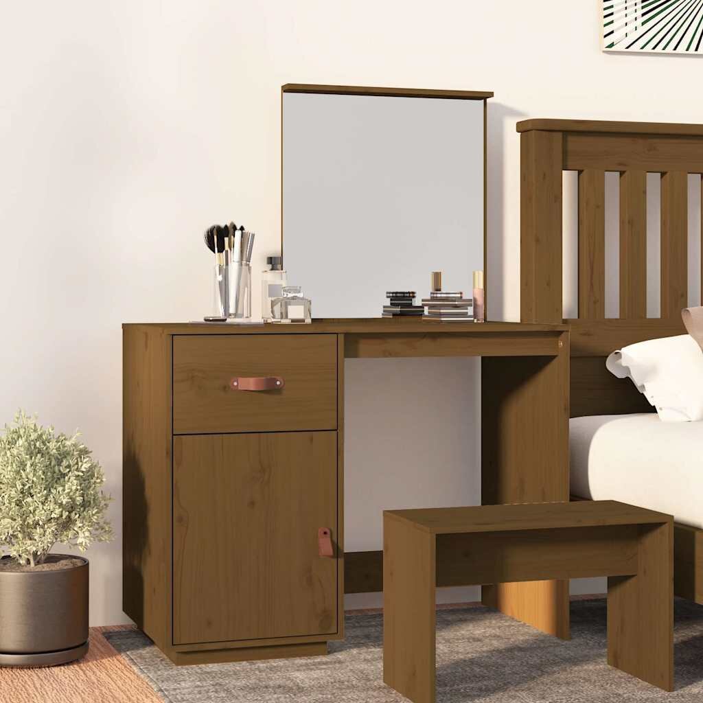 vidaXL Тоалетка Меденокафяв 95x50x134 см борово дърво масив