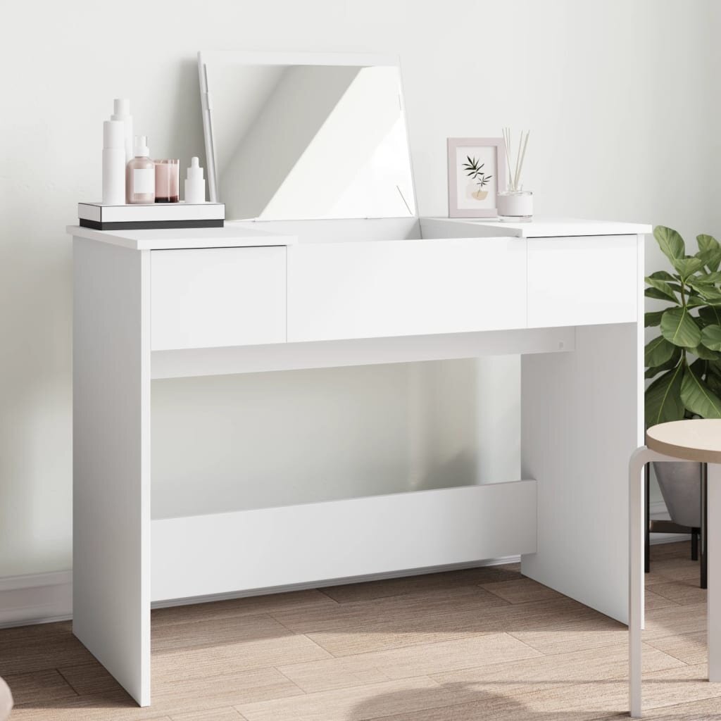 vidaXL Тоалетка с огледало бяла 100x45x76 см