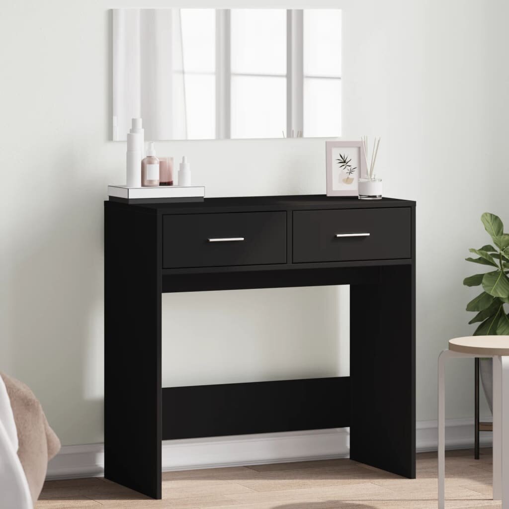 vidaXL Тоалетка с огледало черна 80x39x80 см