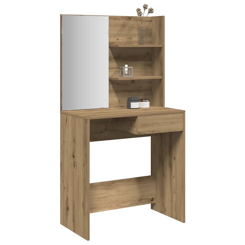 vidaXL Тоалетка с огледало дъб артизан 745x40x141 см