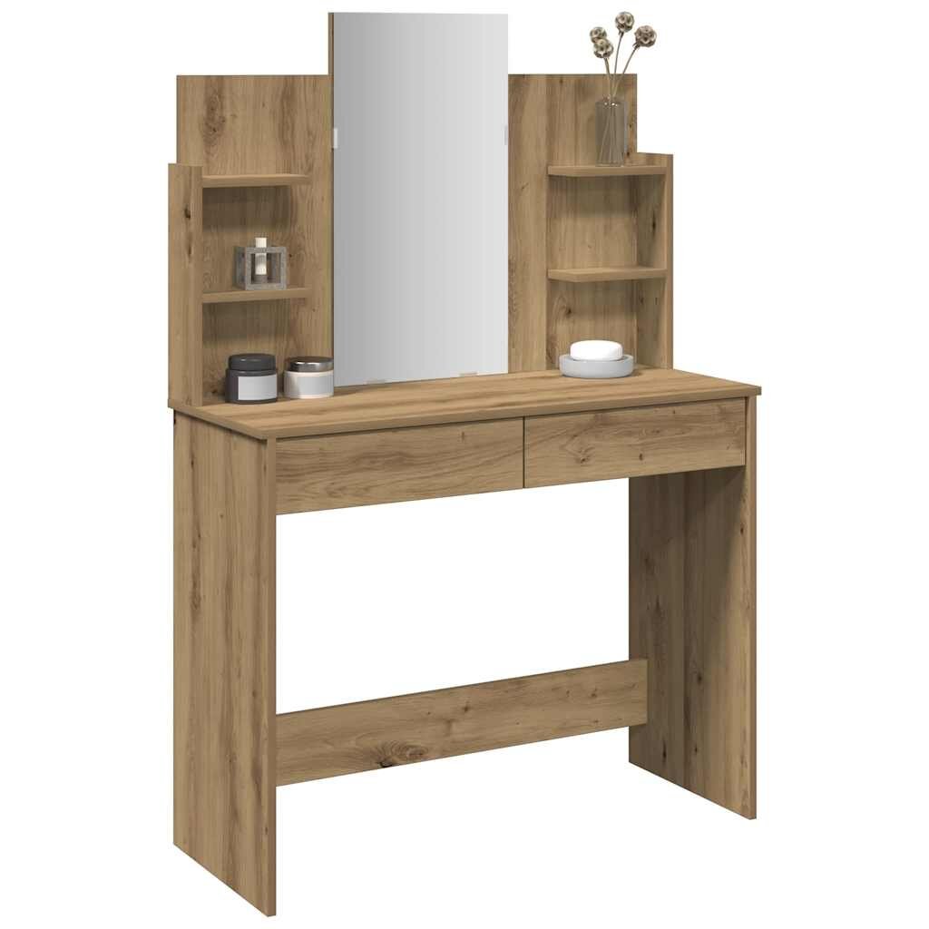vidaXL Тоалетка с огледало дъб артизан 96x39x142 см