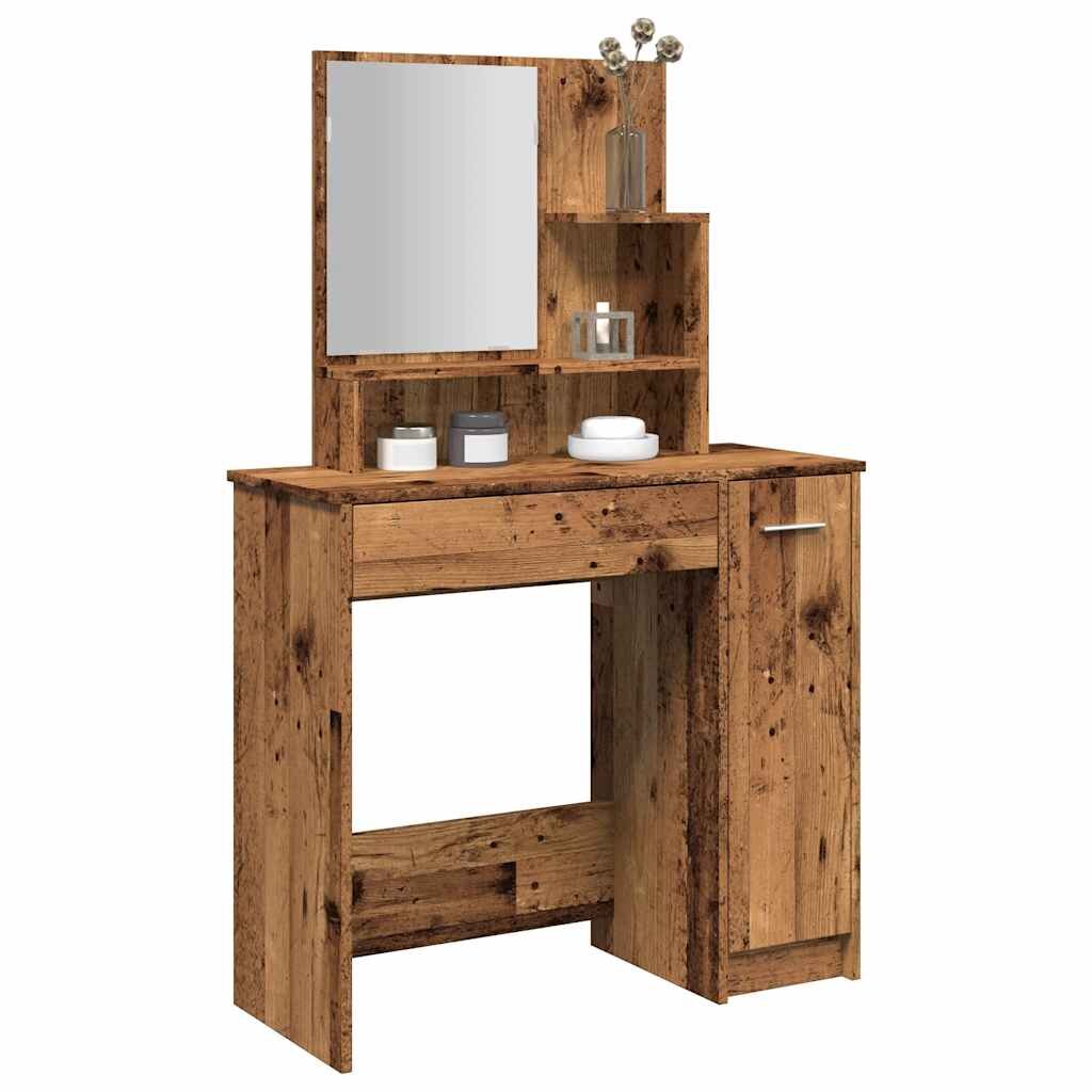 vidaXL Тоалетка с огледало от старо дърво 865x35x136 cm