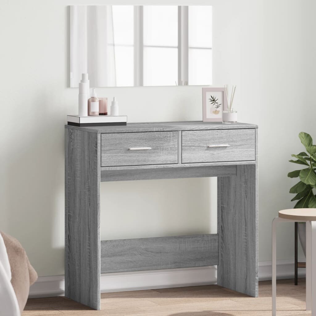 vidaXL Тоалетка с огледало сив сонома 80x39x80 см