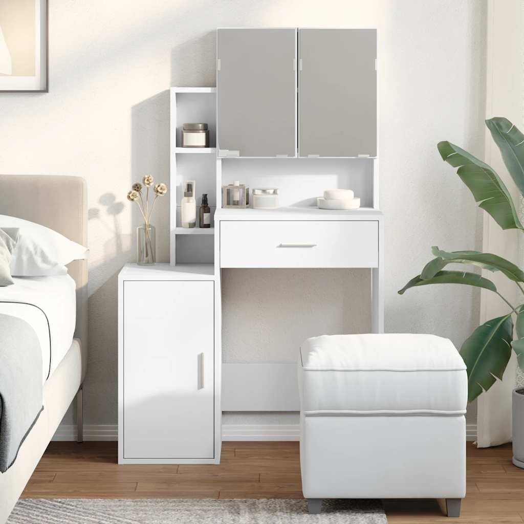 vidaXL Тоалетка с шкаф бяла 80x35x132 см
