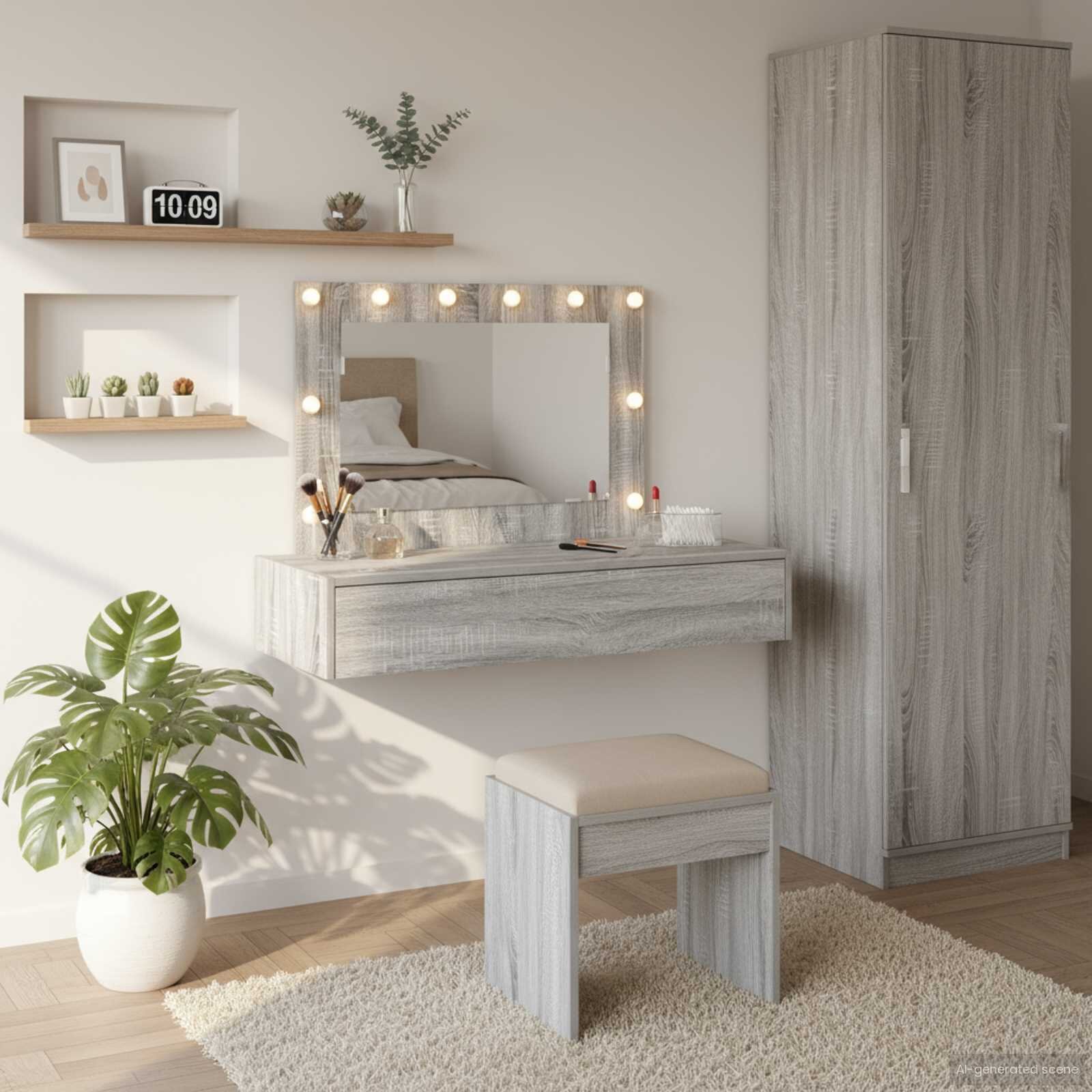 vidaXL Тоалетка Сив 100 x 40 x 70 см Инженерна дървесина