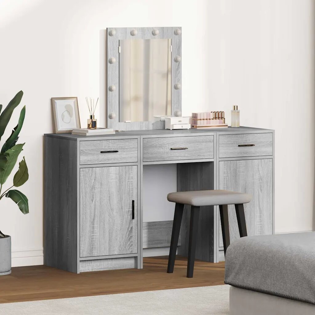 vidaXL Тоалетка Сив 50 x 41 x 135 см Инженерна дървесина