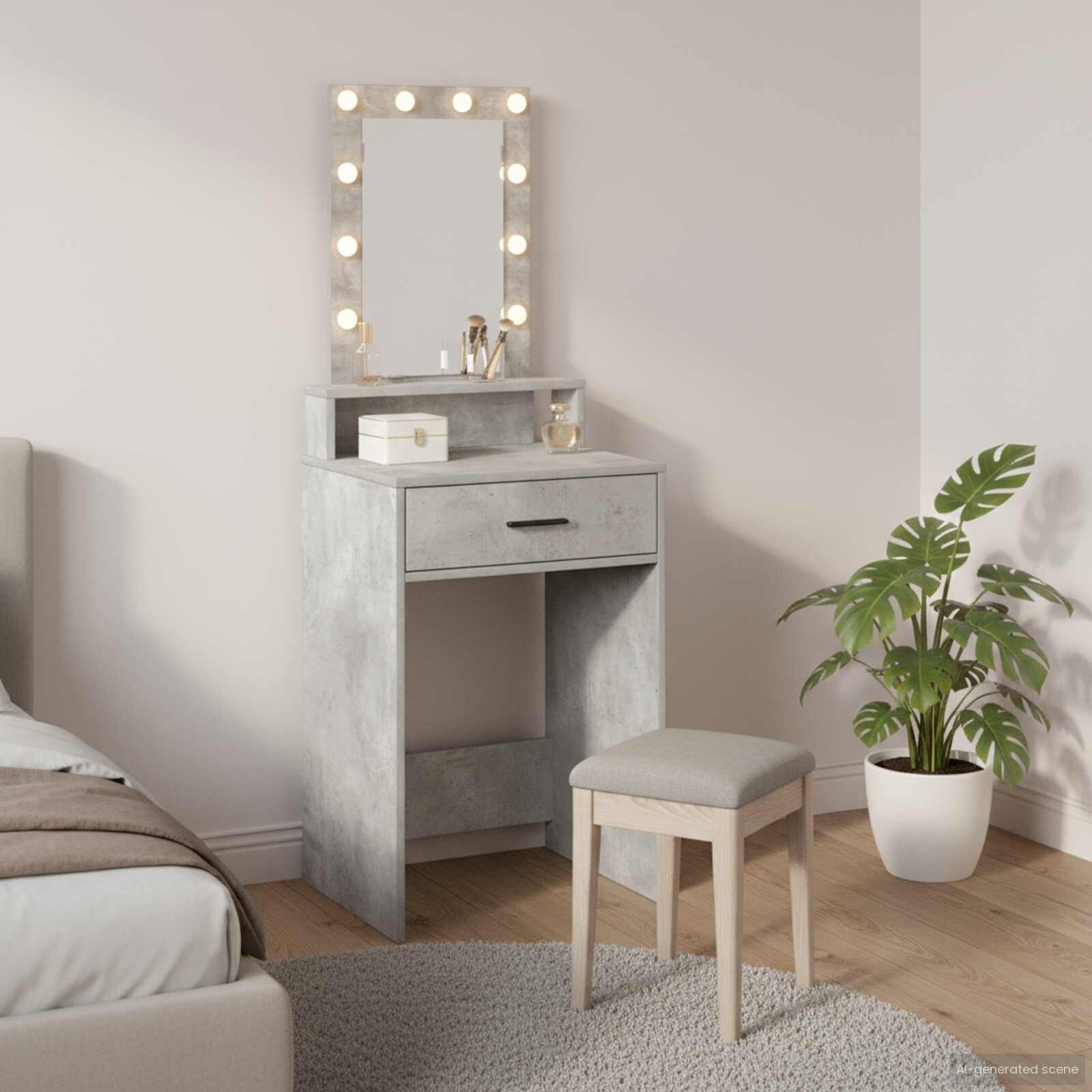 vidaXL Тоалетка Сив 50 x 41 x 140 см Инженерна дървесина