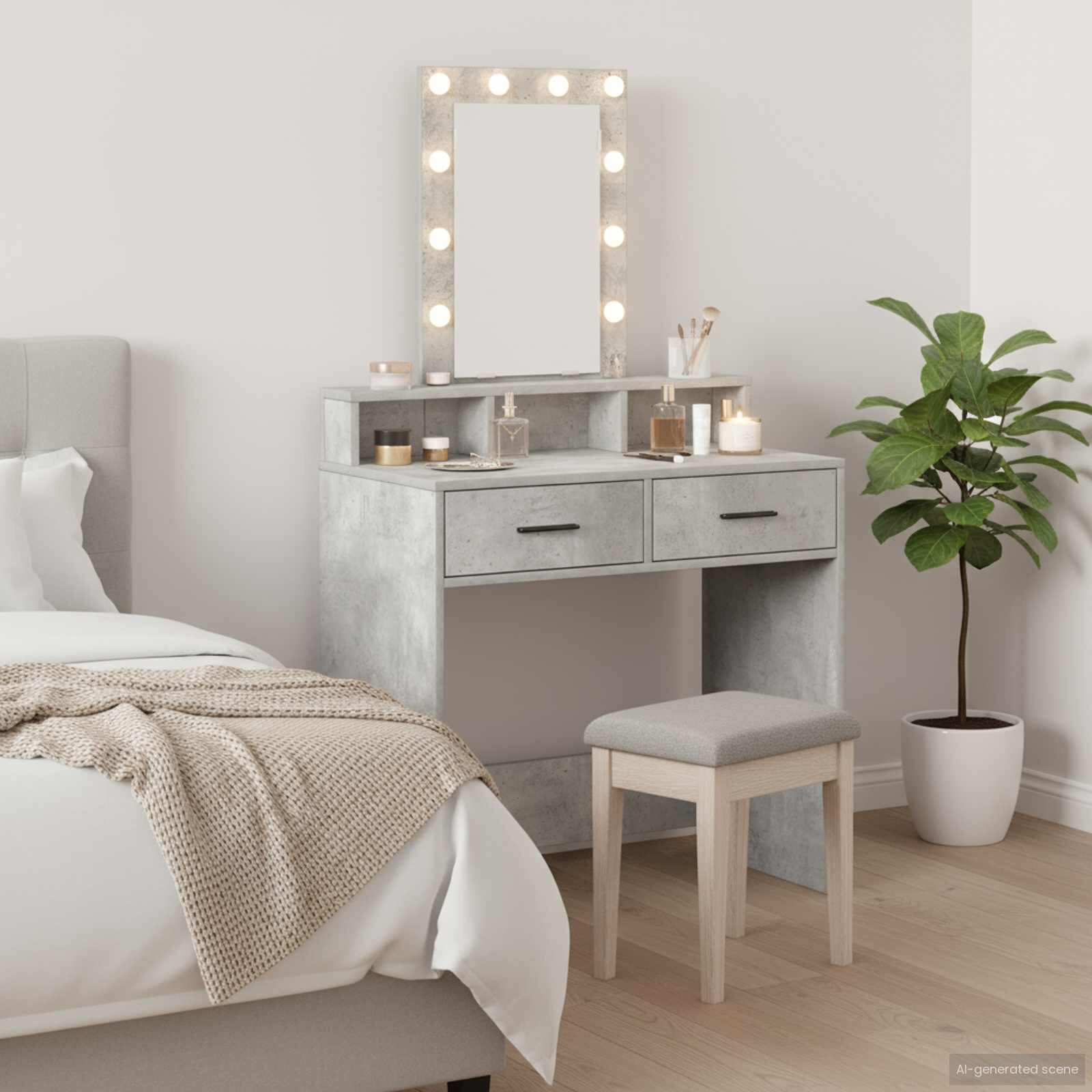 vidaXL Тоалетка Сив 79 x 41 x 140 см Инженерна дървесина