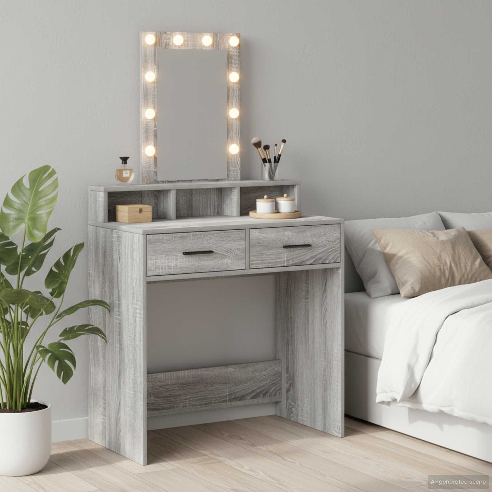 vidaXL Тоалетка Сив 79 x 41 x 140 см Инженерна дървесина