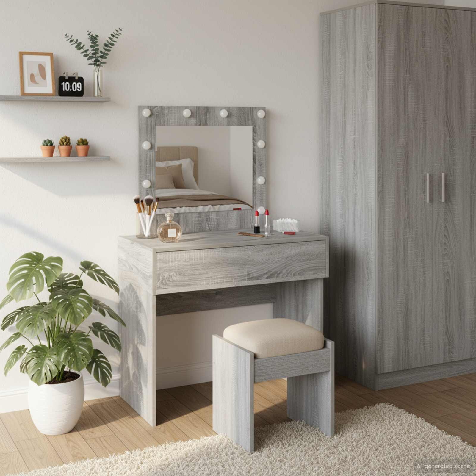 vidaXL Тоалетка Сив 83 x 40 x 70 см Инженерна дървесина
