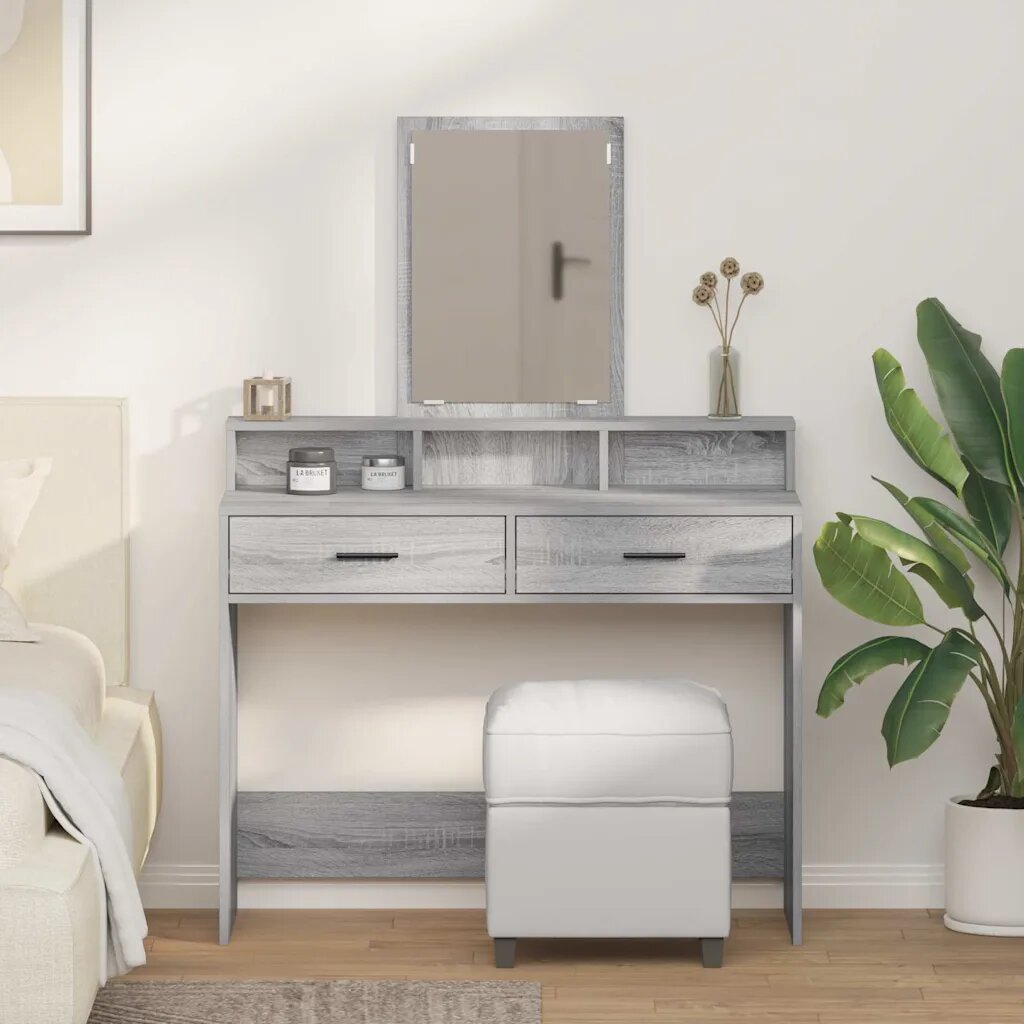 vidaXL Тоалетка Сив Сонома 100 x 41 x 140 см Инженерна дървесина