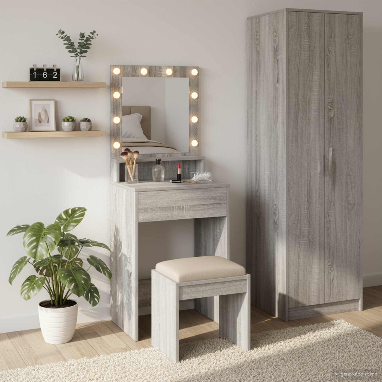 vidaXL Тоалетка Сив Сонома 50 x 41 x 135 см Инженерна дървесина