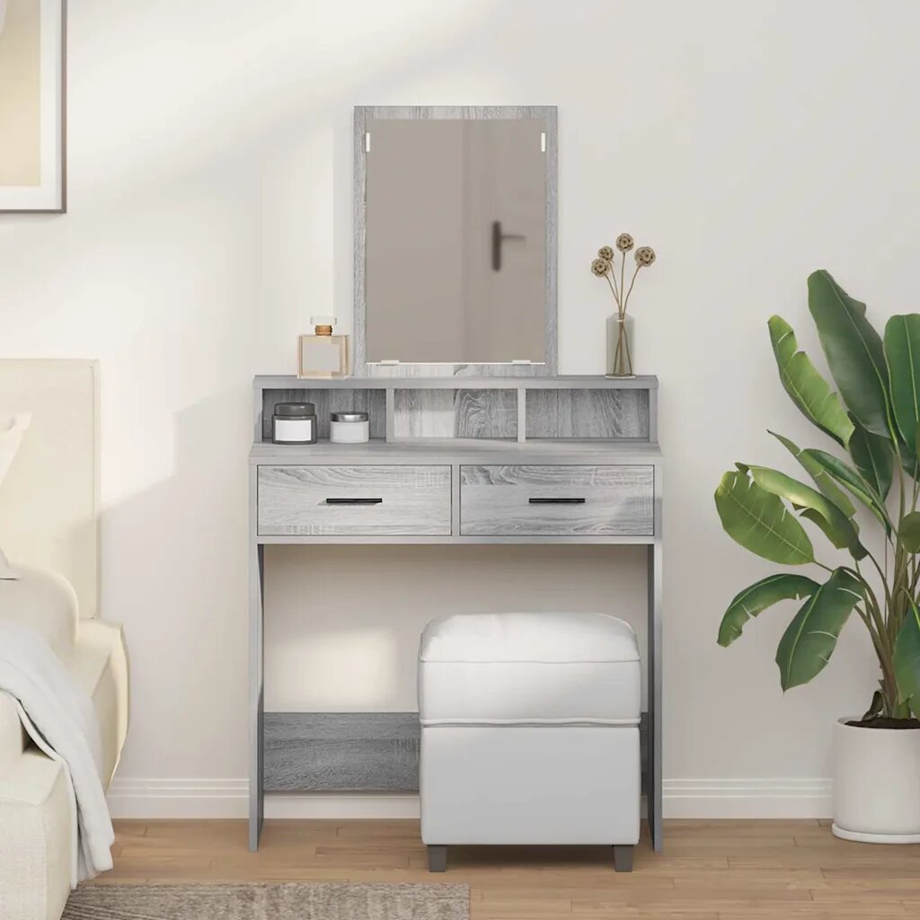 vidaXL Тоалетка Сив Сонома 79 x 41 x 140 см Инженерна дървесина