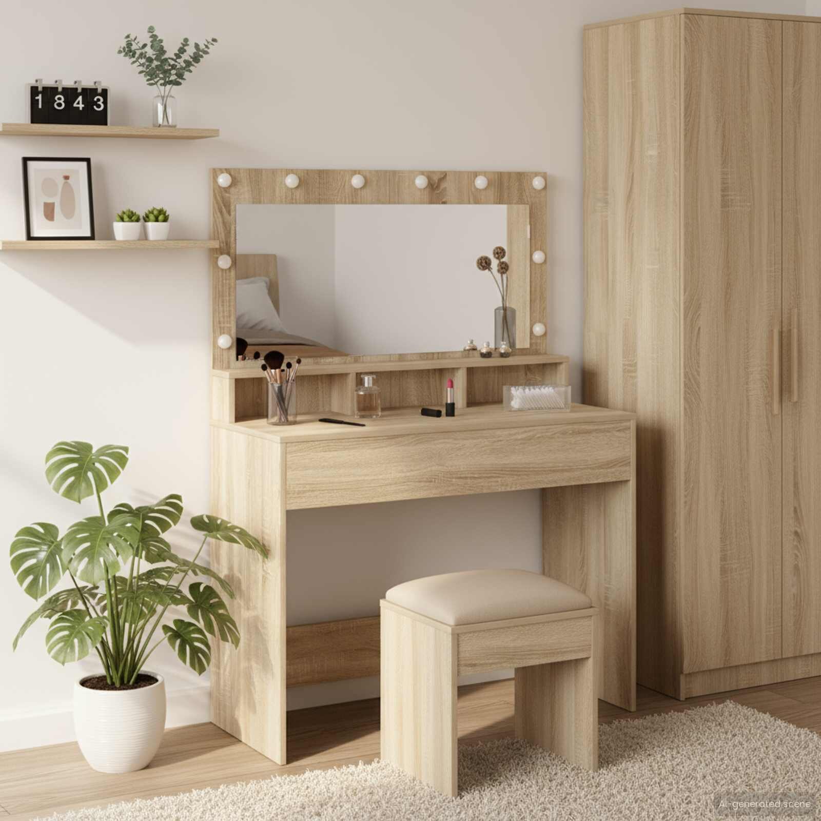 vidaXL Тоалетка Сонома дъб 100 x 41 x 135 см Инженерна дървесина