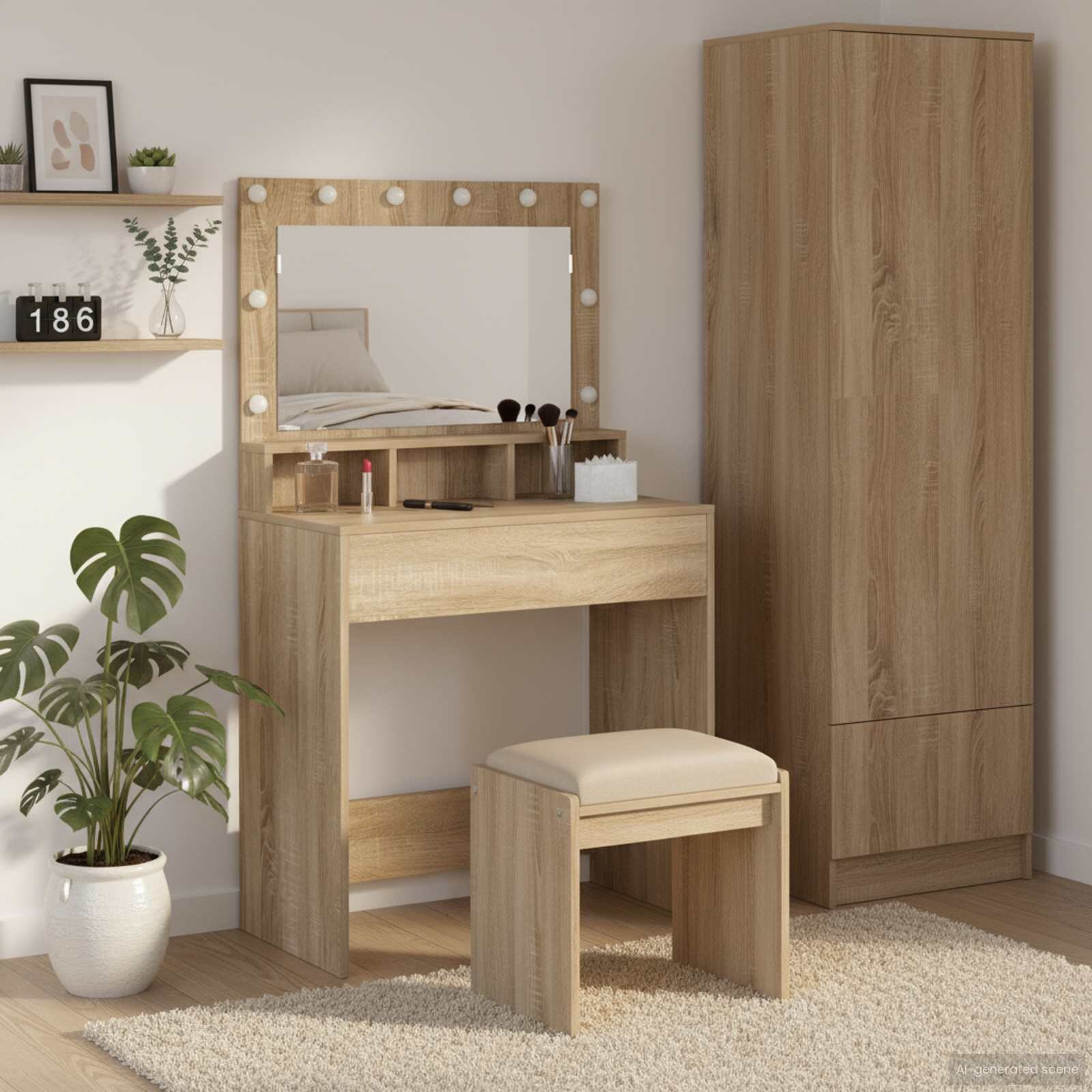 vidaXL Тоалетка Сонома дъб 755 x 41 x 135 см Инженерна дървесина