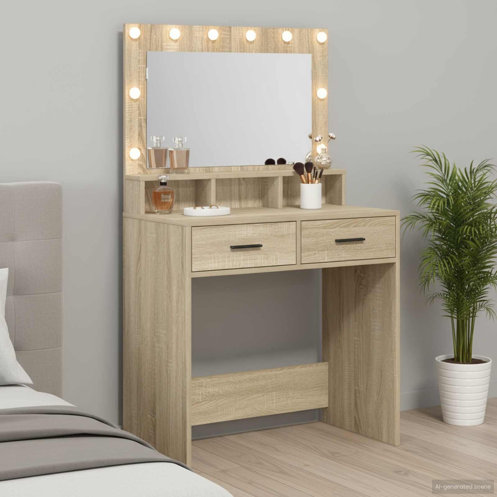 vidaXL Тоалетка Сонома дъб 79 x 41 x 135 см Инженерна дървесина